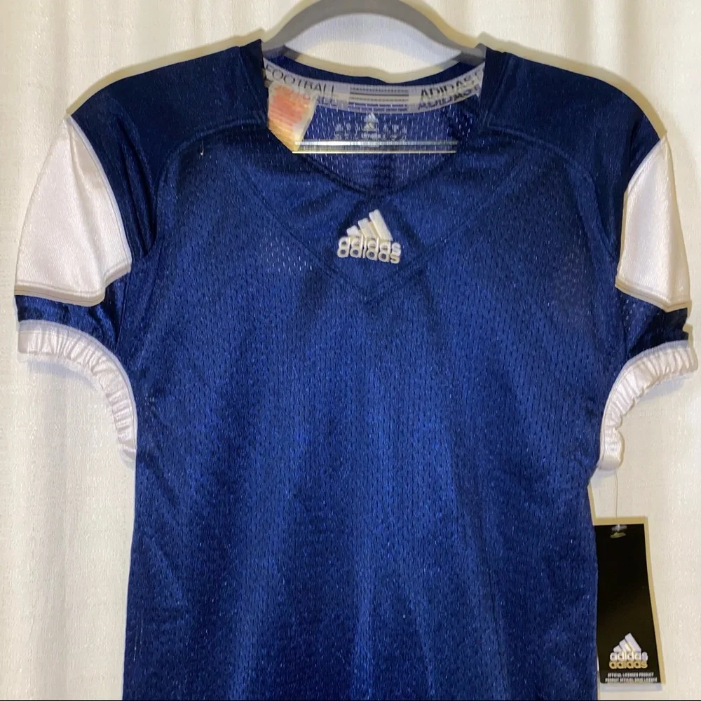 Adidas Youth Football Jersey Blue and White, New with tags Size Medium